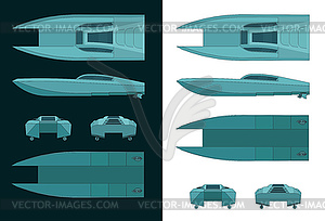 Цветные рисунки скоростного катамарана - изображение в векторном виде
