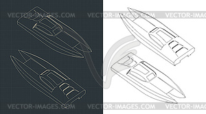Изометрические чертежи скоростного катамарана - векторный клипарт / векторное изображение