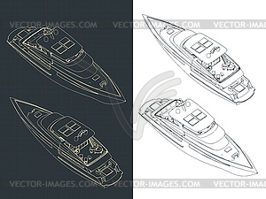 Изометрические чертежи роскошной яхты - клипарт в формате EPS
