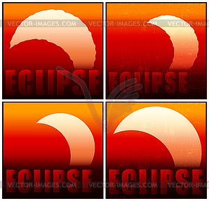 Partial eclipse of sun mini Set - vector image