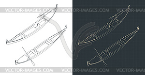 Gondola isometric blueprints - vector image