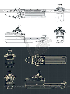 Чертежи судов для обработки якорей - векторный дизайн