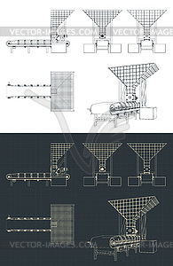 Rotary feeder blueprints - vector image