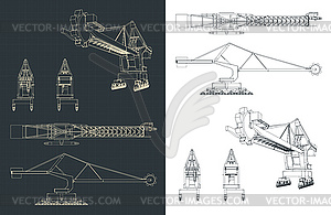 Stacker reclaimer blueprints - vector clip art