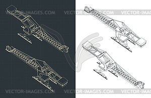 Stacker reclaimer isometric blueprints - vector clip art