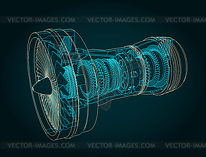 Turbofan engine structure - vector clip art