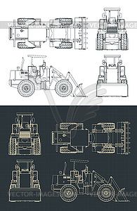 Wheel loader blueprints - vector clipart