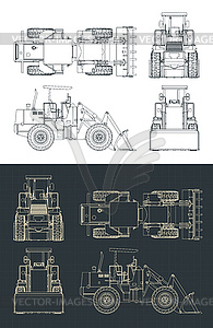 Чертежи колесных погрузчиков - клипарт в векторе / векторное изображение