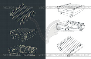 Сonveyor section blueprints - vector image