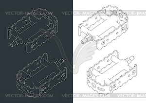 Bike pedal isometric blueprints - vector EPS clipart