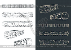 Continuous track of large crawler crane - vector clip art