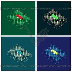 Breadboard with microcontroller on it - vector clipart / vector image