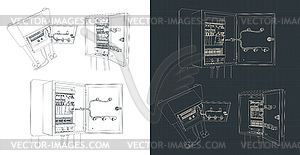 Electrical cabinet blueprints - vector image