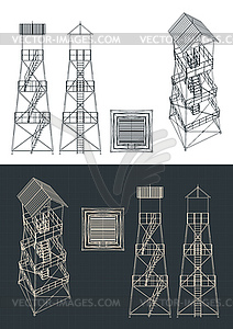 Guard tower blueprints - vector clipart