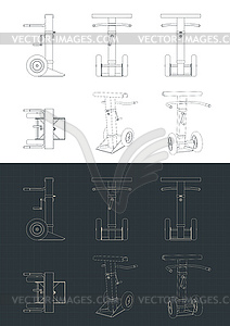 Heavy-duty trailer dolly blueprints - royalty-free vector image