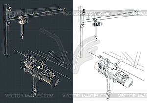 Jib crane outline - vector EPS clipart