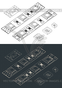 LED strip light isometric blueprints - vector clip art