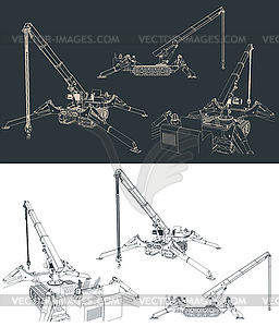 Mini crane blueprints - vector image