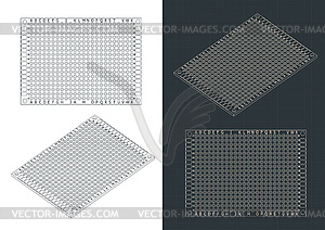 Universal prototype board blueprints - vector clip art