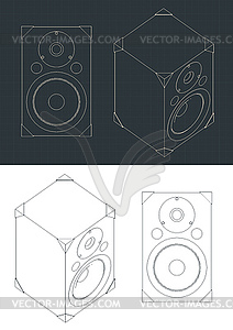 Audio speaker stereo sound system blueprints - vector EPS clipart