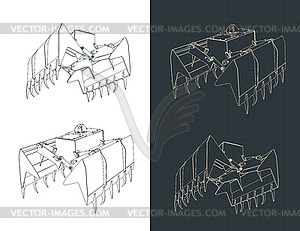 Gantry crane grab drawings - vector clipart