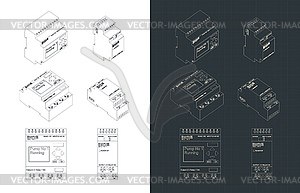 Smart relay blueprints - vector image