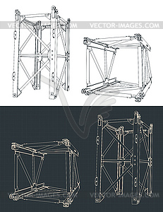 Tower crane section drawings - vector image