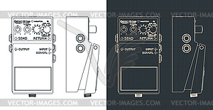 Distortion pedal blueprints - vector image