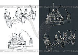 Medium voltage disconnecting switches - vector clipart