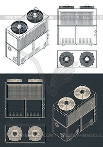 Outdoor unit of industrial air conditioner - vector clipart