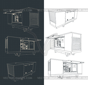 Silent diesel generator drawings - vector clipart