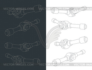 Чертежи карданного шарнира - изображение в векторе