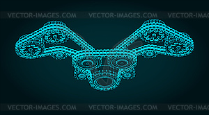 Chain drive and gears isometric blueprints - vector image