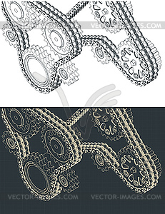 Chain drive and gears - vector clip art