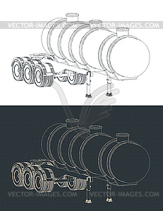 Fuel tank trailer drawings - vector clipart