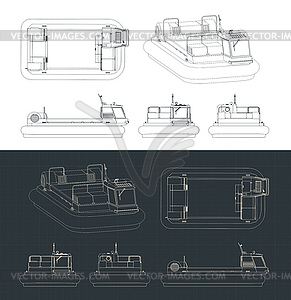 Hovercraft drawings - vector clipart