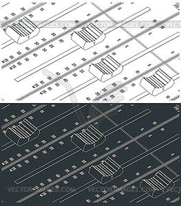 Sliders or faders control board isometric drawings - vector clip art