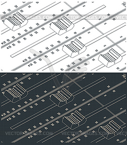 Изометрические чертежи панели управления слайдерами или фейдерами - векторизованное изображение клипарта