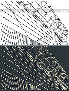 Barbed wire and razor tape - vector clip art