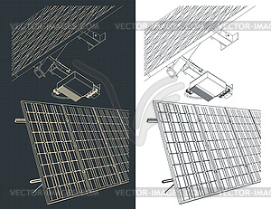 Solar panel with fasteners - vector clipart