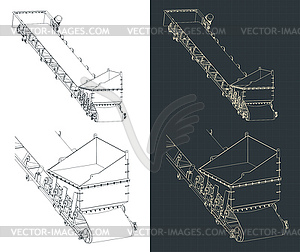 Lifting conveyor drawings - royalty-free vector clipart