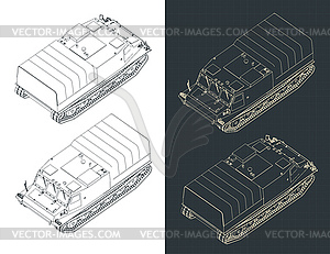 All-terrain vehicle isometric blueprints - vector clip art