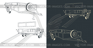 Flatbed trailer drawings - vector EPS clipart