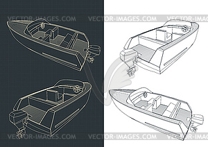 Motor boat drawings - vector clipart