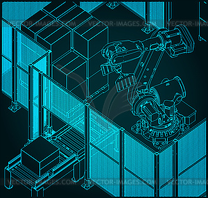 Robotic palletizing line - vector image