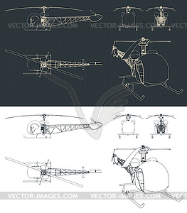 Light helicopter blueprints - vector clipart