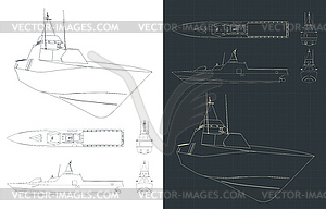 Чертежи современных стелс-корветов - изображение в векторном формате