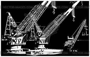 Oil platform cranes - vector clip art