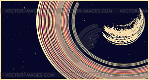 Planet with rings retro futurism style - vector clip art