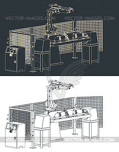 Robotic welding line drawings - vector image